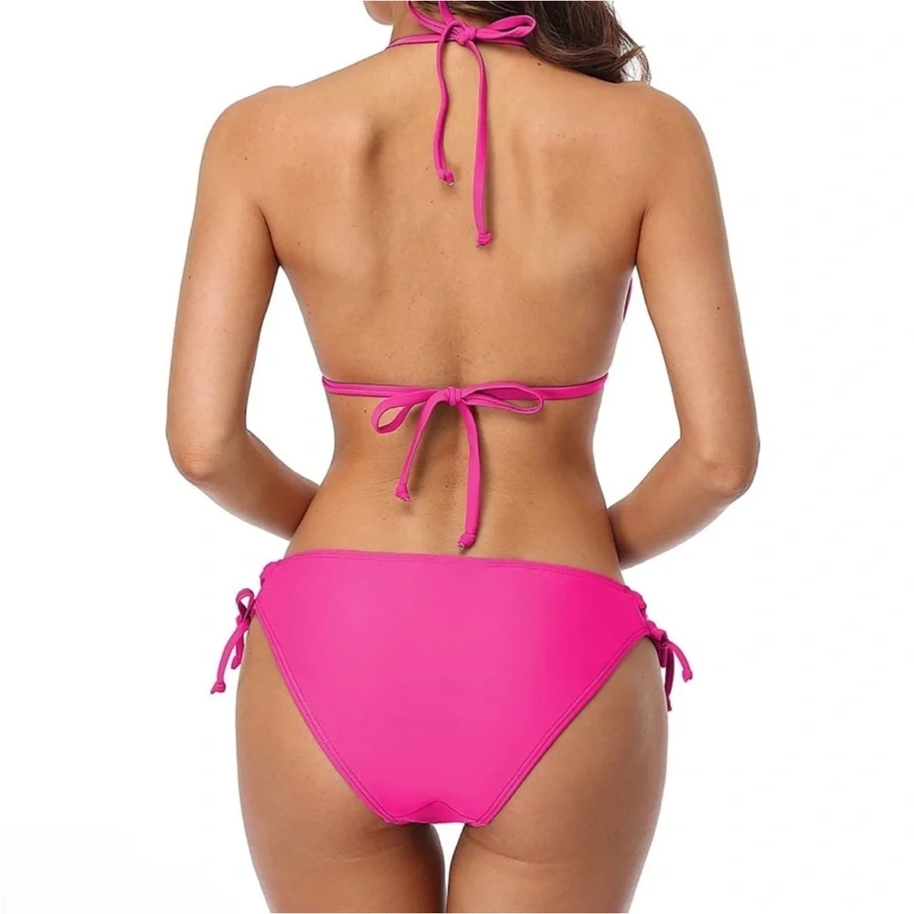 Women’s Hot Pink Halter Bikini Set NWT Size XL - Picture 2 of 4